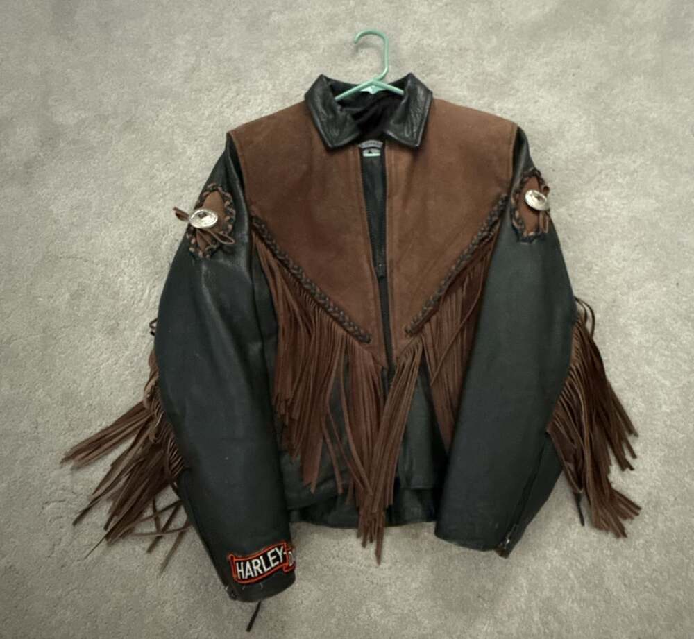 Shaf Leather Collection Women's Fringe Leather Jacket Size Large Black/Brown